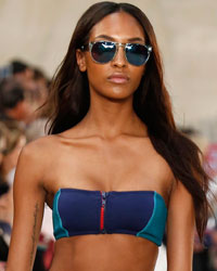 A model presents a creation from the Tommy Hilfiger Spring/Summer 2014 collection during New York Fashion Week