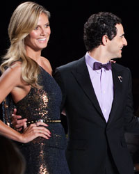 Project Runway judges Heidi Klum, Zac Posen, Nina Garcia and actress Kerry Washington stand on stage before the Project Runway Spring 2014 collection show at New York Fashion Week