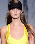 A model presents a creation from the DKNY Spring-Summer 2013 collection during New York Fashion Week