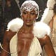 Naomi Campbell leads a group of models during Fashion Week in New York.