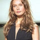 A model wears a navy swimsuit at Fashion Week in New York city.