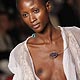 A model displays a creation by French designer Anne Valerie Hash as part of her Spring/Summer 2010 women`s collection during Paris Fashion Week