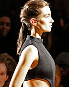 A model presents a creation by French designer Barbara Bui as part of her Fall-Winter 2013-2014 women's ready-to-wear fashion show during Paris fashion week