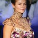 Model Helena Christensen presents an outfit from the fall-winter 05/06 collection by Josep Font during the Pasarela Gaudi fashion show in Barcelona.