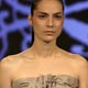 A model presents a creation by Tiia Vanhatapio of Finland during the Nordic Look Women`s Collection show at Riga Fashion Week