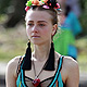 A model presents a creation from Cavalera's Summer 2012 collection during Sao Paulo Fashion week in Sao Paulo