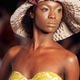 A model wears a creation from Agua de Coco`s 2008 spring/summer collection during Sao Paulo Fashion Week