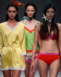 Models present creations at the Aquatic Wonders by Shanghai Mode Lingerie show during the 2014 Spring-Summer Shanghai Fashion Week.