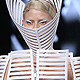 A model presents a creation by designer Gareth Pugh as part of his Spring/Summer 2012 women's ready-to-wear fashion show in Paris