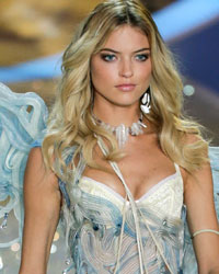 Model Martha Hunt presents a creation during the annual Victoria's Secret Fashion Show in New York