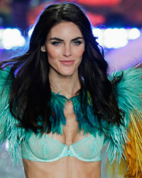 Model Hilary Rhoda presents a creation during the annual Victoria's Secret Fashion Show in New York