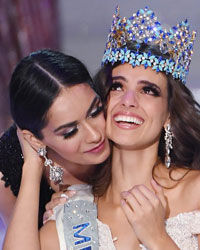 Former Miss World 2017, India's Manushi Chhillar and Miss World 2018 winner Miss Mexico Vanessa Ponce de Leon