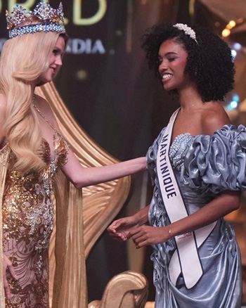 Miss World 2024 Krystyna Pyszkova With Miss Martinique Aurelie Joachim
