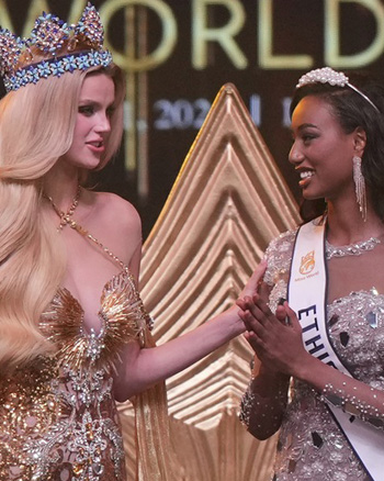 Miss World 2024 Krystyna Pyszkova With Miss Ethiopia Hasset Dereje Admassu