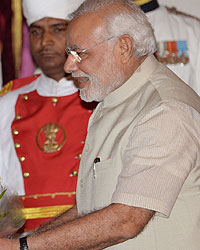 Pranab Mukherjee and Narendra Modi