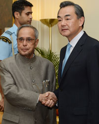 Pranab Mukherjee and Wang Yi