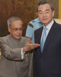 Pranab Mukherjee and Wang Yi