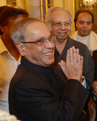 President of India Shri Pranab Mukherjee and Farooq Abdullah