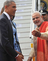 Michelle Obama, Barack Obama and Narendra Modi