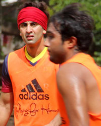 Ranbir Kapoor at Ranbir and Arjun at Football Practice Session