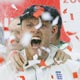 England's Flintoff celebrates winning the Ashes series at The Oval cricket ground in London after beating Australia.