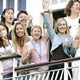 Family members of the England team celebrate duirng the trophy ceremony after England won the Ashes series in London.