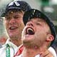 England team celebrate after they side beat Australia on the final day of the fifth test of the Ashes series at The Oval cricket ground in London.