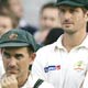 Australia's Ponting, Langer and Kasprowicz Warne listens to the speeches after England won the Ashes series in London.