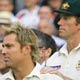 Australia's Warne and McGrath watch the trophy ceremony after England won the Ashes series in London.