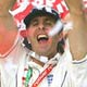 England celebrate winning the Ashes series at The Oval cricket ground in London after beating Australia.