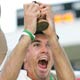 England's captain Vaughan and Pietersen celebrate winning the Ashes series in London after beating Australia.