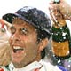 Andrew Strauss, Ashley Giles and Michael Vaughan Trescothick celebrate after their side beat Australia on the final day of the fifth test of the Ashes series at The Oval cricket ground in London.