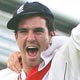 England's Vaughan and Pietersen celebrate after their side side beat Australia on the final day of the fifth test of the Ashes series in London.