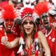 Trinidad and Tobago fans wait in the stands before their match against England in Nuremberg