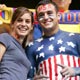 U.S. fans smile before the match between Ecuador and Costa Rica in Hamburg