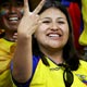 A fan of Ecuador gestures during Group A World Cup 2006 soccer match between Poland and Ecuador in Gelsenkirchen