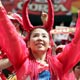 A South Korea fan waits in the stands before match against Togo in Frankfurt