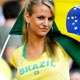 Brazil fan poses before the Group F World Cup 2006 soccer match between Brazil and Croatia in Berlin