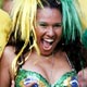 Brazil fan poses before the Group F World Cup 2006 soccer match between Brazil and Croatia in Berlin