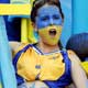 A Ukraine fan cheers in the stands before the Group H World Cup 2006 soccer match between Spain and Ukraine in Leipzig