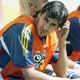 Raul sits on the bench before the Group H World Cup 2006 soccer match against Ukraine in Leipzig