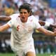 Ziad Jaziri celebrates his goal against Saudi Arabia during their Group H World Cup 2006 soccer match in Munich