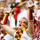 A fan cheers before Group A World Cup 2006 soccer match between Germany and Poland in Dortmund