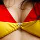 A soccer fan wears a top in German national colours before the Group A World Cup 2006 soccer match