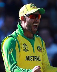 Glenn Maxwell, Aam Zampa and Marcus Stoinis celebrate as Australia beat West Indies by 15 runs at Nottingham