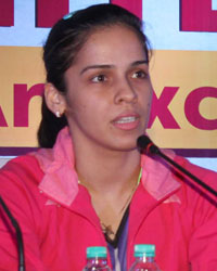 Saina Nehwal at the interaction with kids  for the final matches of PNB MetLife Junior Badminton Championship,