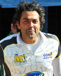 The exhibition match between Mumbai Heroes and Roy Bois during the Sanawar Celebrities Cricket League at Lawrence School at Sanawar in Himachal Pradesh