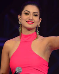 Gauhar Khan at Himesh on The Sets of India`s Raw Star