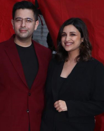 Parineeti Chopra and Raghav Chadha snapped shooting for a special episode of Netflix’s The Great Indian Kapil Show