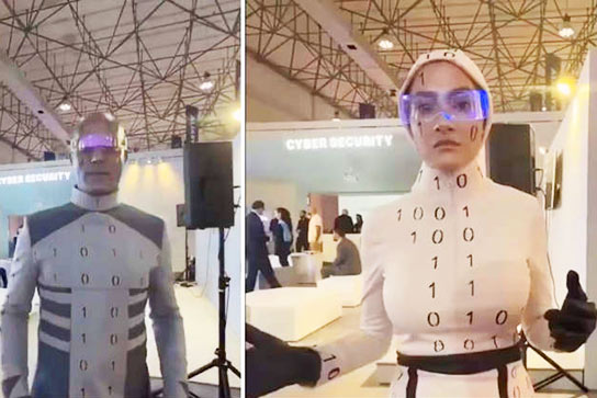 Humanoid Robots at Iranian Tech Expo Turn Out to Be Humans in Disguise